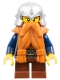 Fantasy Era - Dwarf, Dark Orange Beard, Metallic Silver Helmet with Studded Bands, Dark Blue Arms, Pale Brown Beard