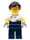 City Jungle Mechanic Female - Black Ponytail, Orange Goggles, White T-Shirt with Oil Stains, Dark Blue Legs